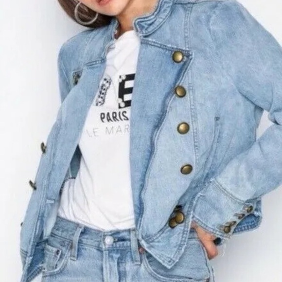 NWOT Free  People Ferry  Double Breasted Distressed  Denim Jacket - Picture 14 of 16